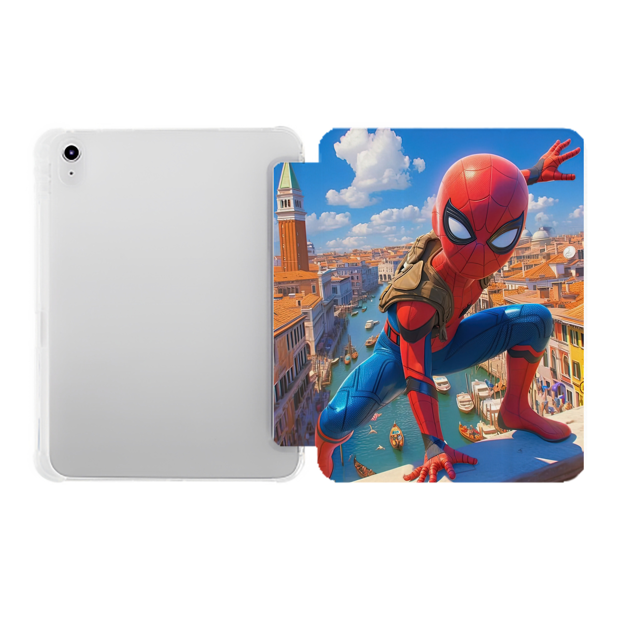 （画像用） Spider Man スパイダーマン IPad ケース ペン収納付き 三つ折りスタンド PUレザー×シリコン 対応機種9.5/10.5/10.9インチ